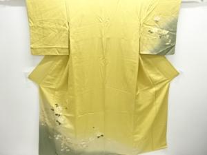 アンティーク　箔置き流水に薔薇模様着物